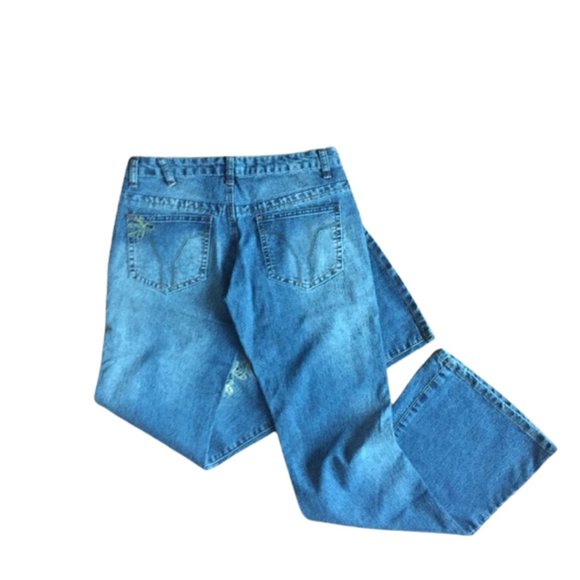 Y2K Embroidered Flare Jeans - Picture 2 of 3